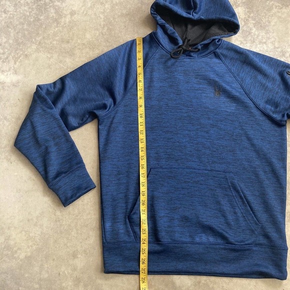 Spyder Sweatshirt Mens Size Medium Blue Tech Fleece Pullover Hoodie ProwB - Picture 7 of 11